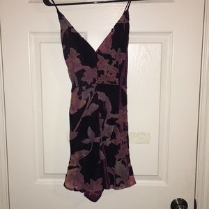 Burgundy floral velvet romper